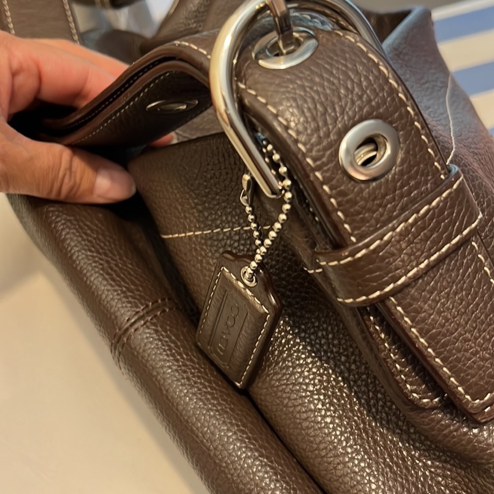 COACH Brown Pebbled Leather Hobo Shoulder Bag - Picture 8 of 8